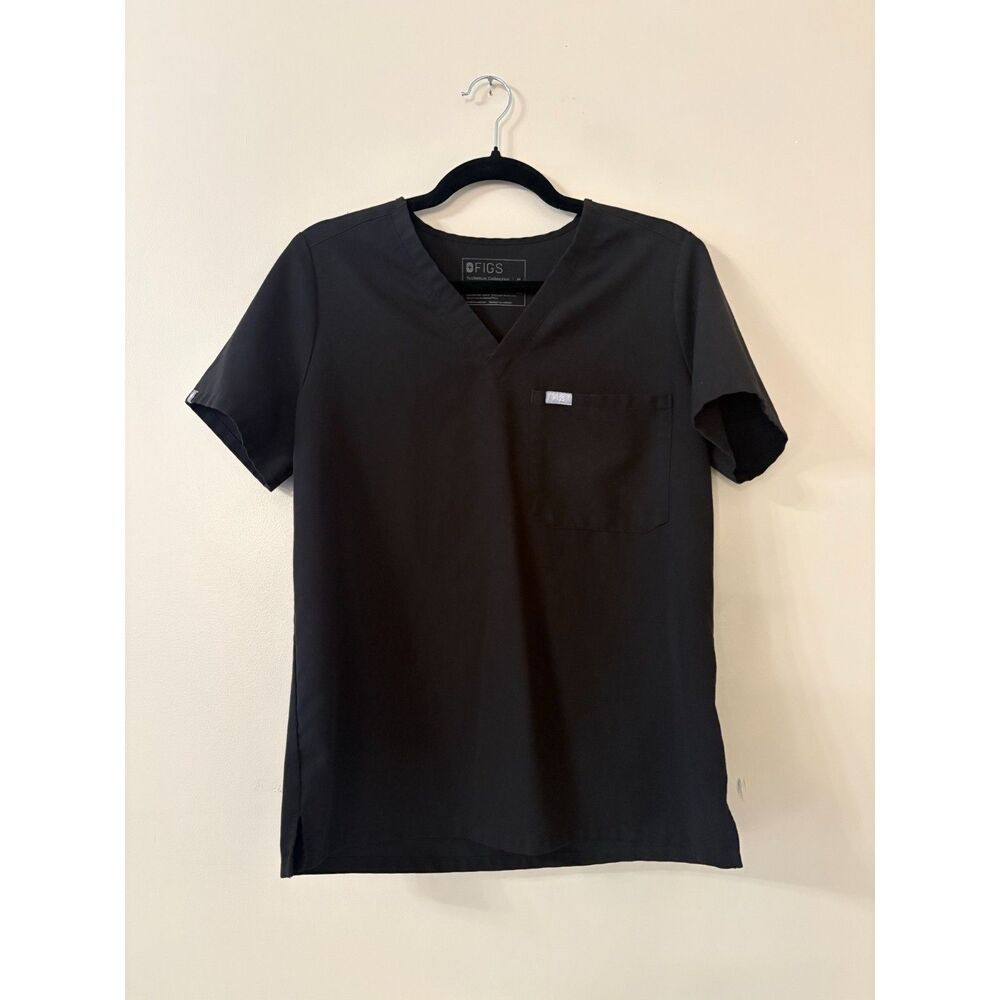 FIGS Black Scrub Set Medium Petite V-Neck Top Jogger Pants